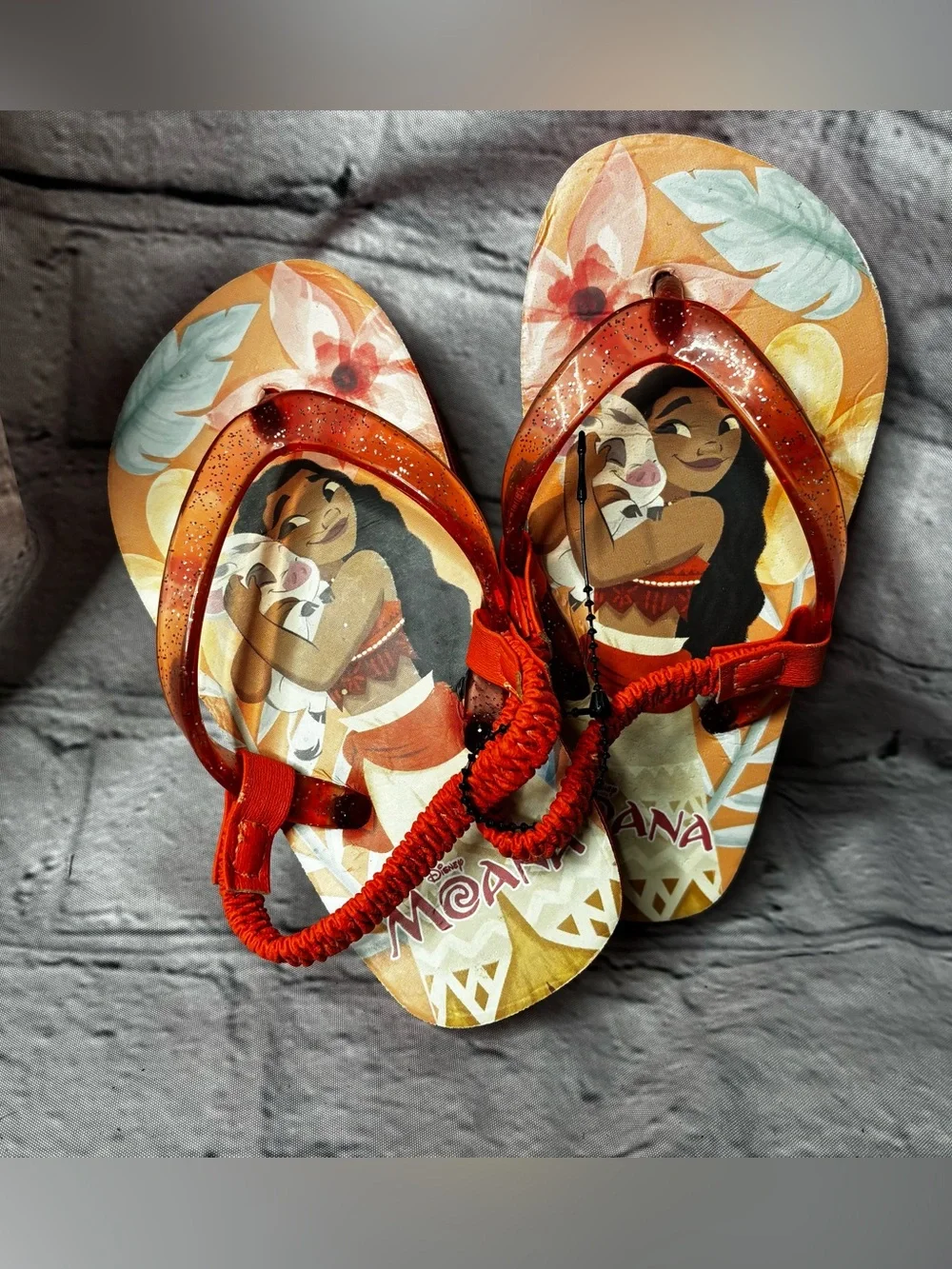 5/$20 Disney Moana Movie Moana & Pua Slingback Summer Foam Flip Flop Toddler 7/8